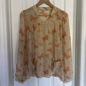 Beautiful Y2K  Boho Butterfly Blouse - size S